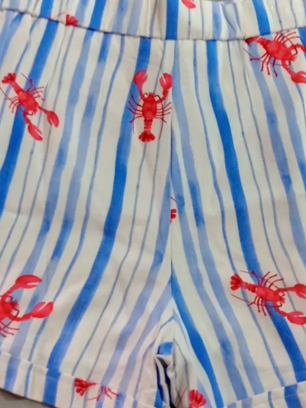 Peach Blue & White Stripe Lobster Shorts sz 5